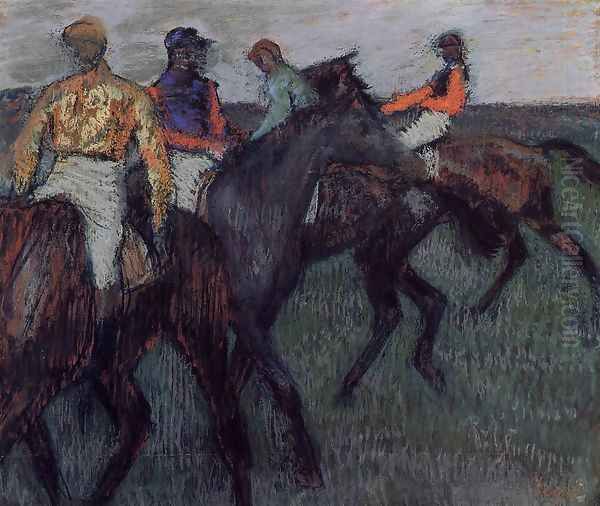 Racehorses II Oil Painting by Edgar Degas