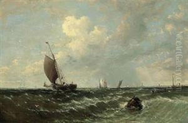 A Blustery Day At The Mouth Of The Estuary Oil Painting by James Edwin Meadows