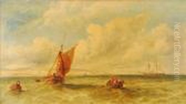 Shipping Offthe Coast Oil Painting by James Edwin Meadows