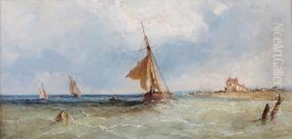 Fishing Boats In A Breeze Oil Painting by James Edwin Meadows