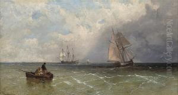 Hauling In The Lobster Pots Oil Painting by James Edwin Meadows