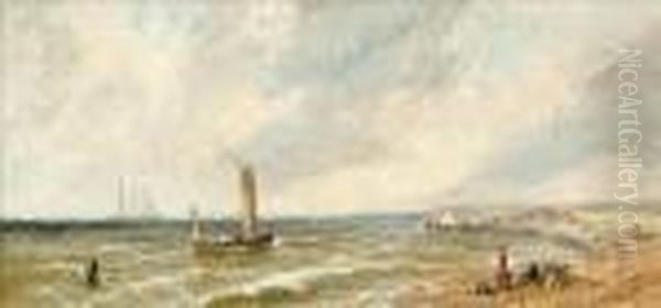 Shipping Offthe Coast Oil Painting by James Edwin Meadows