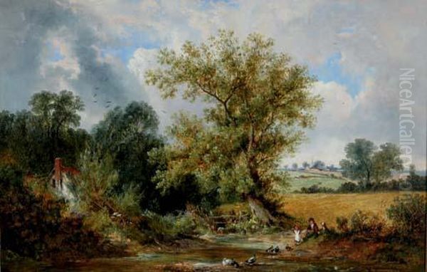 By The Stream Oil Painting by James Edwin Meadows