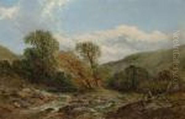 'on The Usk'. Oil Painting by James Edwin Meadows