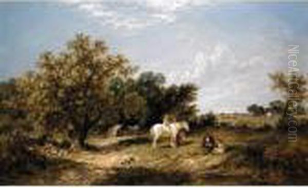 Landscape With Gypsies Oil Painting by James Edwin Meadows