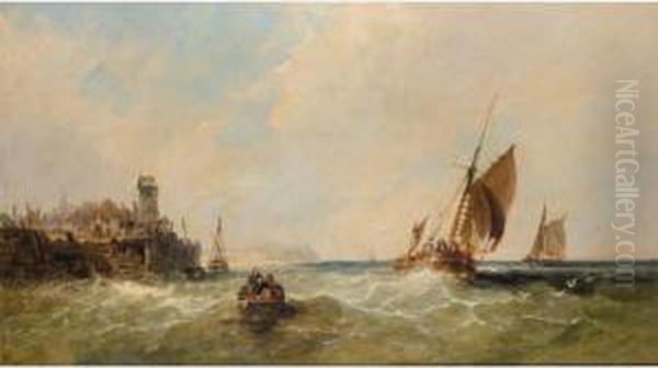 Entering The Harbour Oil Painting by James Edwin Meadows