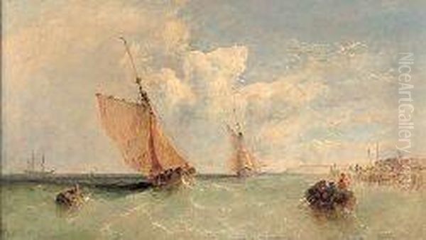 Return To Harbour Oil Painting by James Edwin Meadows