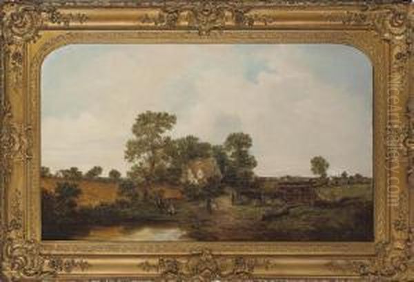 The Village Pond Oil Painting by William Meadows