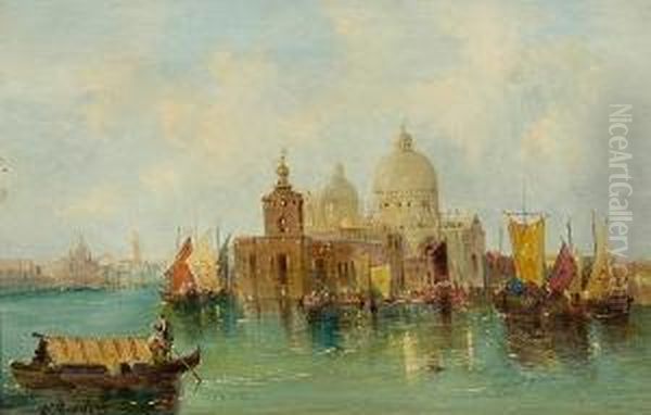 Santa Maria Della Salute From The Lagoon, Venice Oil Painting by William Meadows