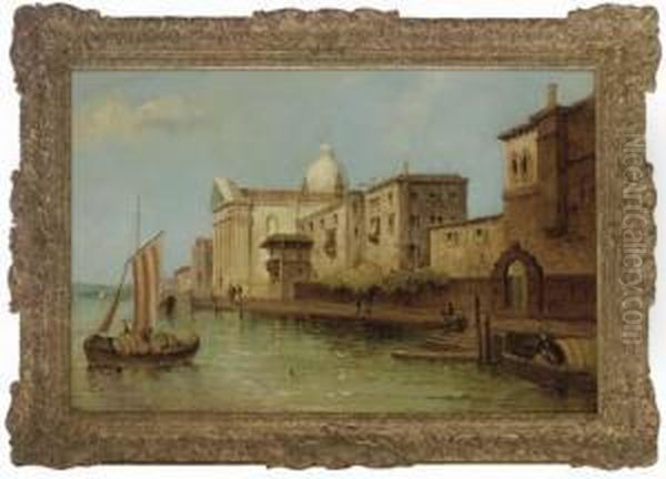 A Venetian Canal Oil Painting by William Meadows