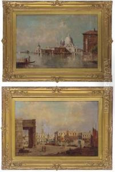 Santa Maria Della Salute; And The Doge's Palace, Venice Oil Painting by William Meadows