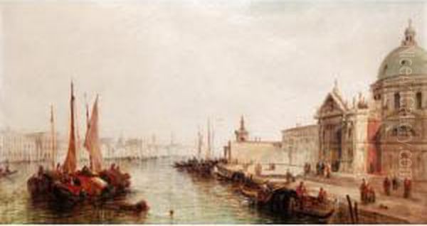 View Along The Grand Canal, Venice Oil Painting by William Meadows