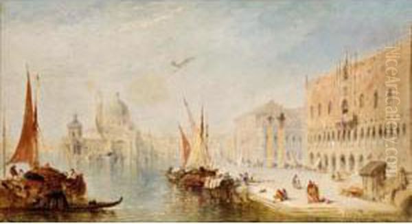 View From The Riva Degli Schiavoni Towards The Grand Canal Oil Painting by William Meadows