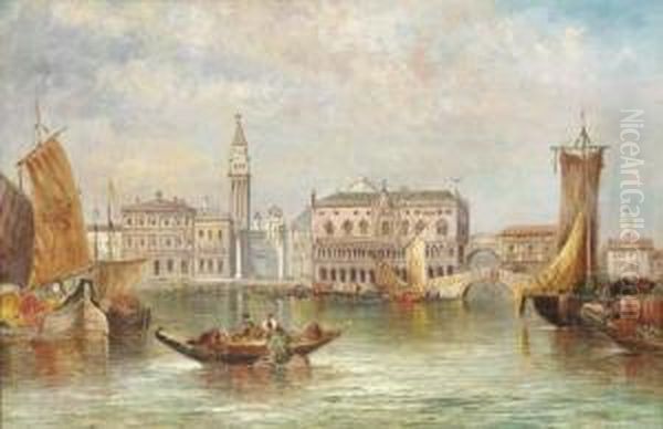 The Grand Canal, Venice; And The Guidecca, Venice Oil Painting by William Meadows