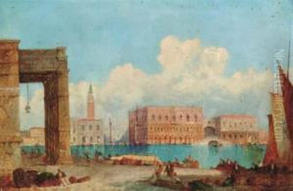 Santa Maria Della Salute: And The Doge's Palace From The Dogana Oil Painting by William Meadows