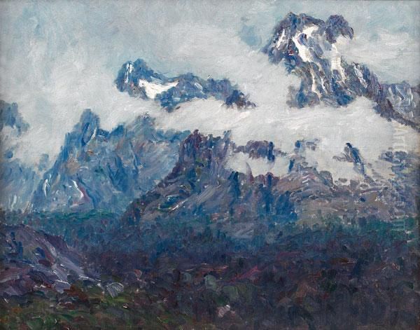 Clouded Peak Oil Painting by Lewis Henry Meakin