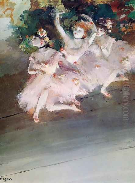 Three Ballet Dancers Oil Painting by Edgar Degas