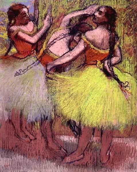 Dancers with Hair in Braids Oil Painting by Edgar Degas