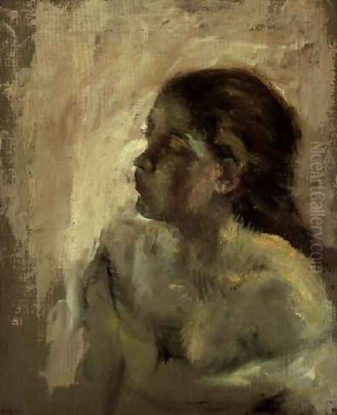 Study of a Girl's Head, late 1870s Oil Painting by Edgar Degas