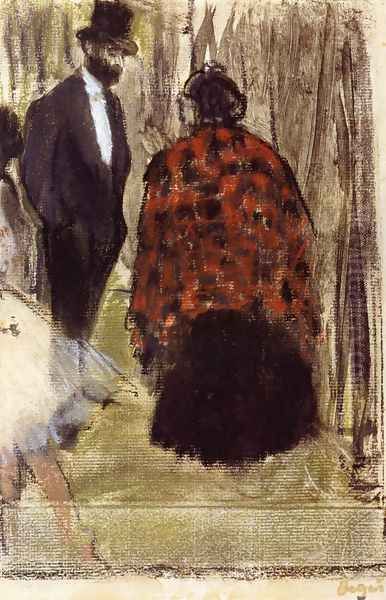 Ludovic Halevy Speaking with Madame Cardinal Oil Painting by Edgar Degas