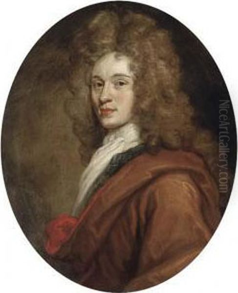 Portrait Of James Graham 
(1682-1742), 1st Duke Of Montrose,half-length, In A Brown Cloak And 
White Cravat Oil Painting by Sir John Baptist de Medina