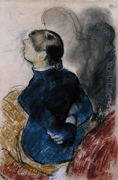 Young Woman in Blue, c.1884 Oil Painting by Edgar Degas