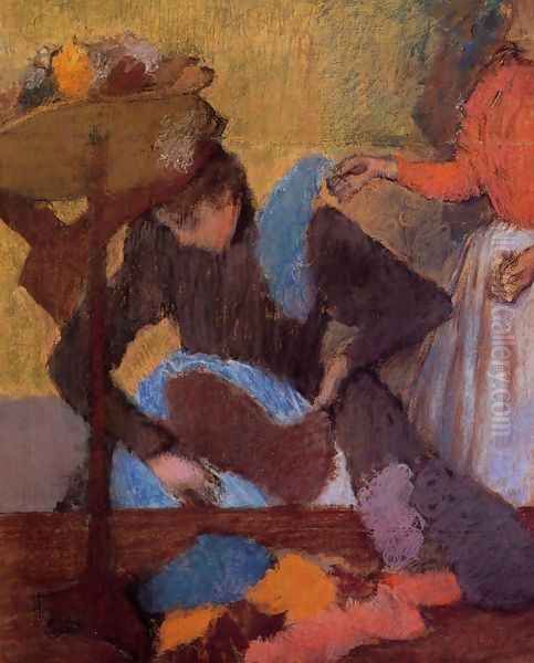 At the Milliner's, c.1898 Oil Painting by Edgar Degas