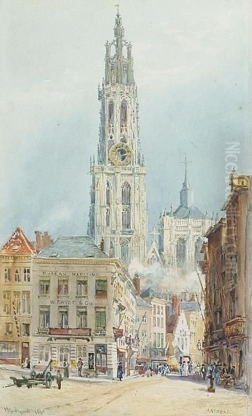 'antwerp' And 'antwerp Spire' Oil Painting by Hubert James Medlycott