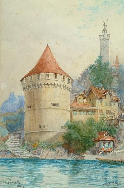 Lucerne Oil Painting by Hubert James Medlycott