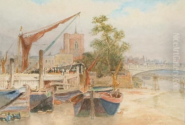 View Of Chelsea Bridge Oil Painting by Hubert James Medlycott