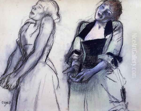 Two Studies for 'Music Hall Singers' Oil Painting by Edgar Degas