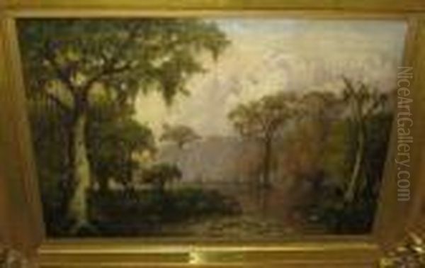 Swamp Scene Oil Painting by Joseph Rusling Meeker