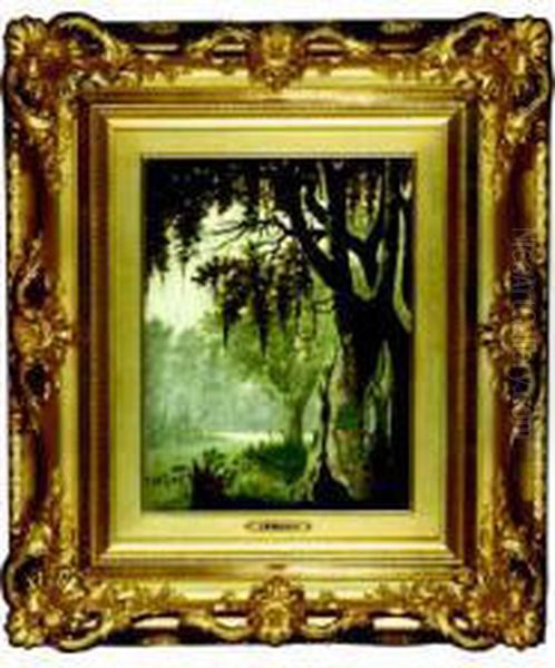 Swamp Scene Oil Painting by Joseph Rusling Meeker