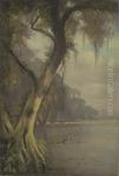 On The Bayou Oil Painting by Joseph Rusling Meeker