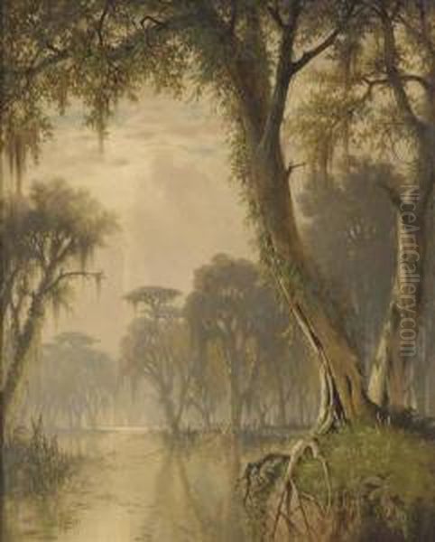 On The Banks Of The Bayou Oil Painting by Joseph Rusling Meeker