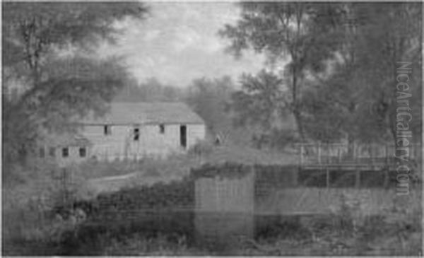 Mill At The River's Edge Oil Painting by Joseph Rusling Meeker