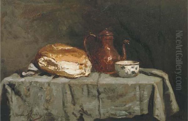 Bread And A Coffeepot Oil Painting by Frans Meerts