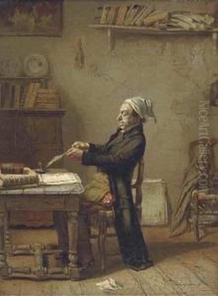 A Scholar At Work Oil Painting by Frans Meerts