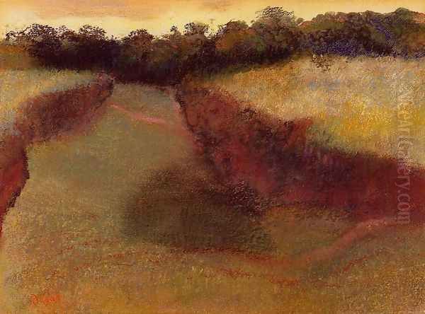 Wheatfield and Line of Trees by Edgar Degas