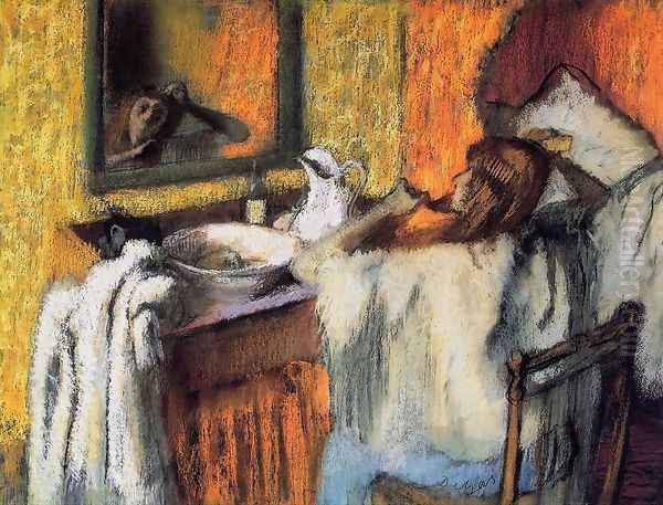 Woman at Her Toilette I Oil Painting by Edgar Degas