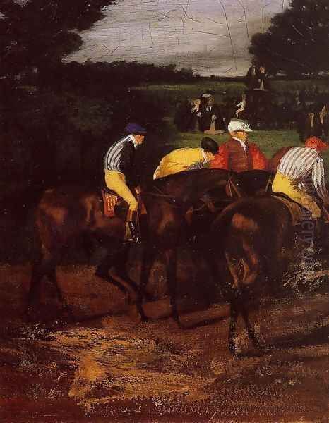 Jockeys at Epsom Oil Painting by Edgar Degas