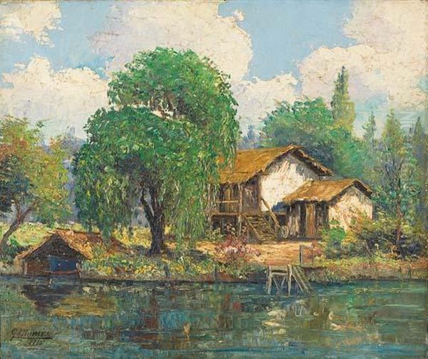 Capanno Nei Pressi Del Fiume Oil Painting by Guido Meineri