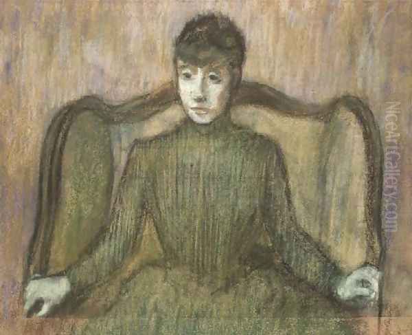 Woman Sitting in an Armchair, c.1864 Oil Painting by Edgar Degas