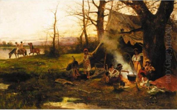 Gypsy Camp Oil Painting by Ernst Adolf Meissner