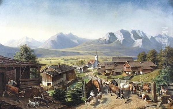 Der Weidegang. Oil Painting by Ernst Adolf Meissner