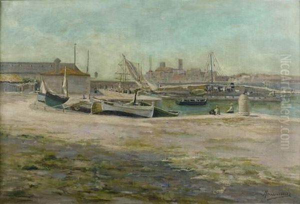 Le Port De Dieppe Oil Painting by Jean-Charles Meissonier