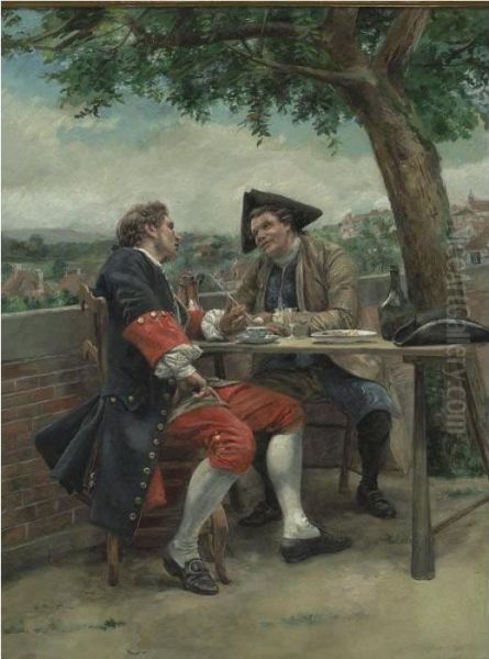 A Light Lunch In The Garden Oil Painting by Jean-Charles Meissonier