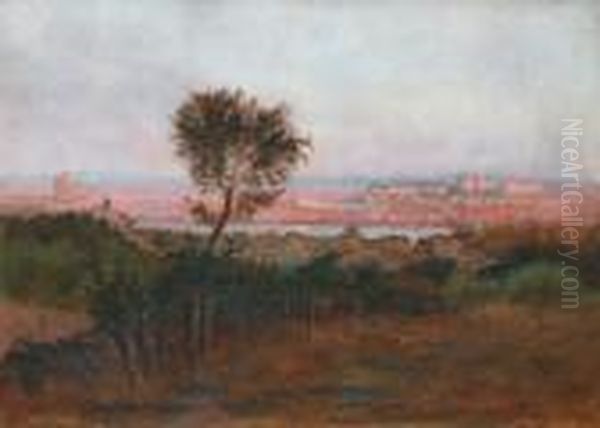 Vue D'avignon Prise De Villeneuve Oil Painting by Joseph Francois X. Meissonnier