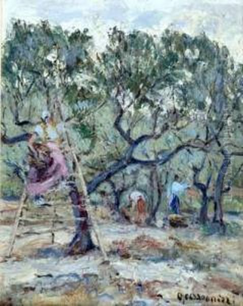 Cueillette Des Olives Oil Painting by Joseph Francois X. Meissonnier