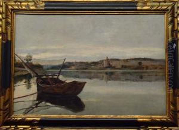 Blick Von Avignon Auf Die Rhone Oil Painting by Joseph Francois X. Meissonnier